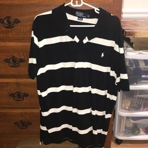 Black and white stripe polo